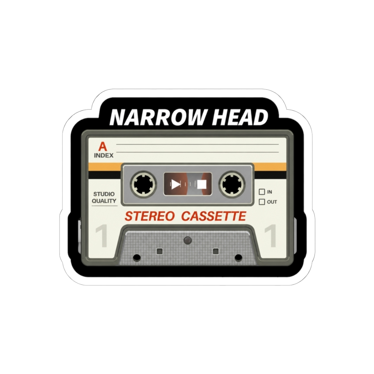 Narrow Head / Cassette Tape Style Sticker - alternate angle 1, merchandise